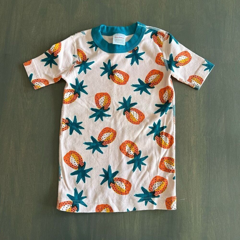 Hanna Andersson size 5 Pineapple Sweet Short John Pajamas TOP ONLY